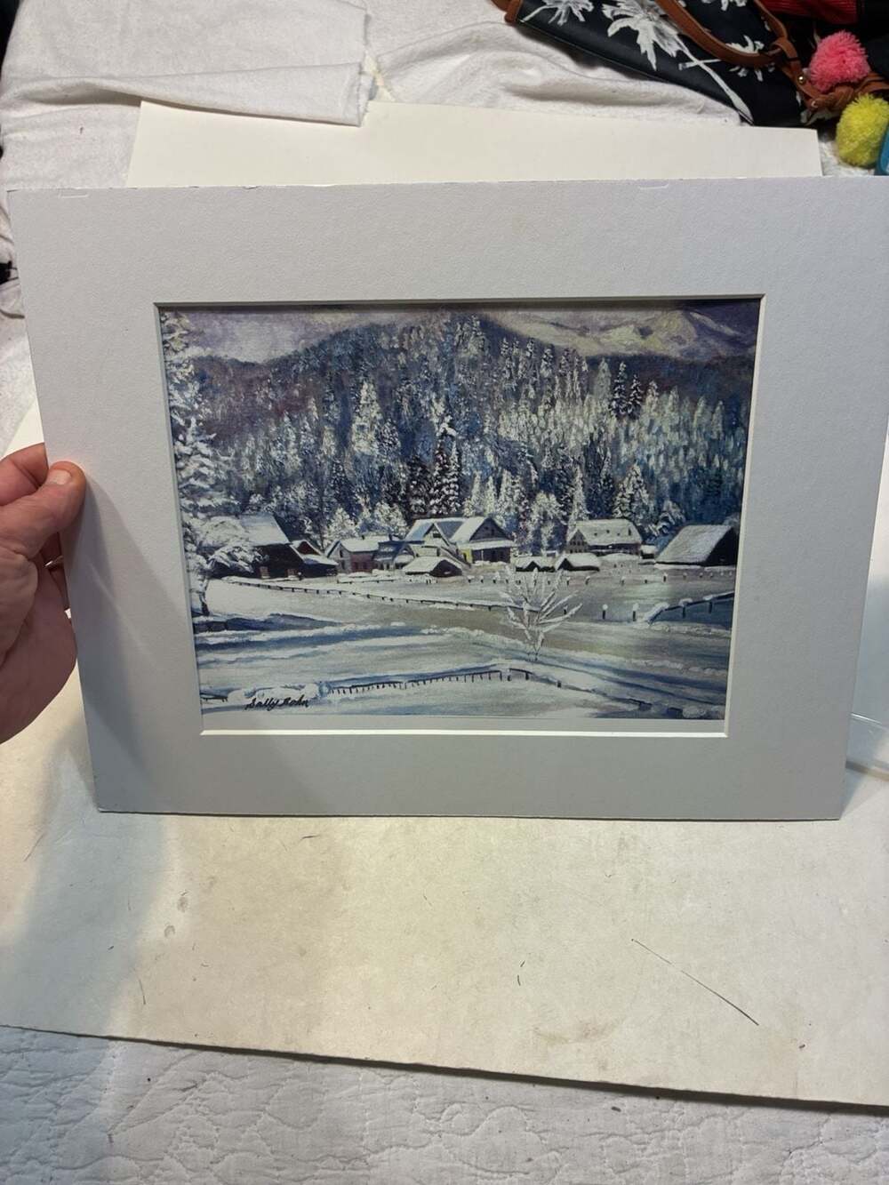 Sally Bohn Winter Landscape Matted Art Print